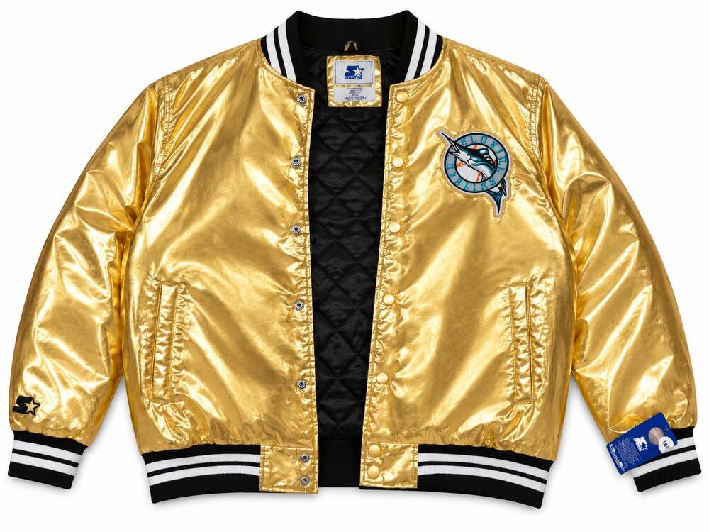 Starter Florida Marlins Gold Satin Jacket XXL MLB World Series NWT $150 MSRP